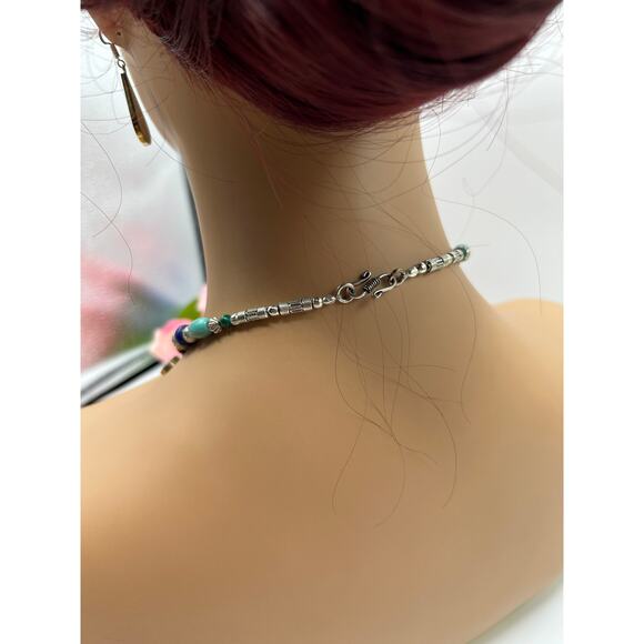 Tibetan Lapis & Coral Necklace Bracelet Earring Jewelry Set Boho Tribal - Picture 3 of 7